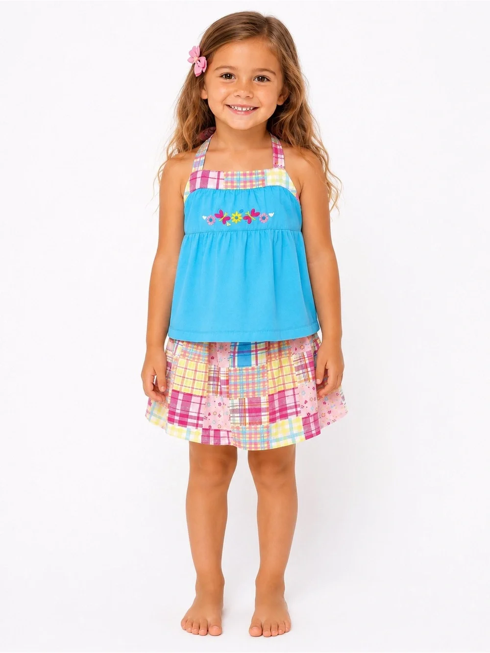 Okie Dokie Girls Size 5 Patchwork Skort & Halter Top 2 Piece Set